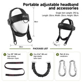 Neck Harness Weight Lifting, Neck Trainer Exerciser Equipment with Adjustable Heavy Duty Steel Chin Straps for Neck Strength and Pain Relief, Portable Head Harness for Weight Lifting,Home and Gym Use