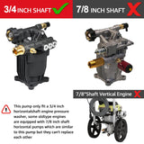 YAMATIC 3/4" Shaft Horizontal Pressure Washer Pump Max 3400 PSI @ 2.6 GPM Replacement Pump Compatible with Simpson 90029, 520002,520004,Dewalt dxpw3425 Honda GC190 and More Brand Power Washer.