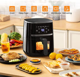 Adoolla Air Fryer Oven 5 Qt Large Oil Free Touch Screen 1500W Mini Oven Combo with 7 Accessories, One-Touch Digital Controls, Nonstick Silicone Liner