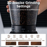 Ollygrin Burr Coffee Grinder, Electric Conical Coffee Bean Grinder With 30 Adjustable Grind Settings For 2-12 Cups, Sliver & Black