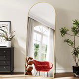 WISSMIELS 26x71 Inch Full Body Mirror - Large Arched Full Length Mirror with Stand Aluminum Frame Wall Mounted Leaning for Bedroom Living Room