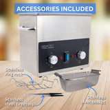 GemOro 3-Quart Ultrasonic Jewelry Cleaner | Heated Stainless Steel Personal Gentle Cleaner with Basket| Professional Performance Machine for Rings Watches Glasses Earrings (3QT)