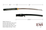 Hand Forged 1045 Carbon Steel Dancing Crane Wakizashi Full Tang Sword