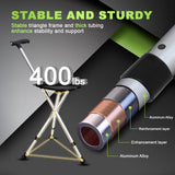 BigAlex Alloy Folding Cane with Seat, Lightweight Adjustable Walking Cane with Seat, Cane Seat with LED for Woman/Man, Comfortable Handle and 3 Non-Slip Legs, Walking Stick for Seniors,Silver
