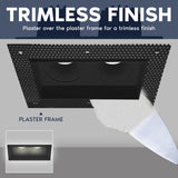LUXRITE 2-Head Regressed Trimless Gimbal LED Recessed Spotlight, 360°+15° Swivel Rotation, 5CCT 2700K-5000K, CRI90, 30W, 2000 Lumens, 60° Beam, Rectangle Black, Dual Dimmable, IC & Wet Rated (2 Pack)