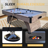 Billiards Table，7 FT Pool Table with Premium Accessories, Durable Matte-Black Finish, and Heavy Duty Legs for Modern Adult Rrec Room Family Game Room (Wood)