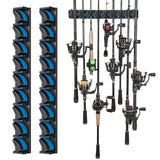 2 pack Vertical Fishing Rod rack, Wall Mounted Fishing Rod holder, 2 Packs Fishing Pole Holders Hold Up to 18 Rods or Combos PLUSINNO