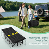 Suteck 32In XXL Folding Camping Cot, 900LBS Heavy Duty Sleeping Cot with Pillow Mattress, 1200D Double-Layer Oxford Portable Cot for Adults with Carry Bag for Home Office Nap Beach Travel