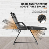 Artist hand Massage Table Adjustable Massage Bed W/Free Barber Stool Spa Bed Salon Massage Equipment Barber Chair Salon Chair (Black)