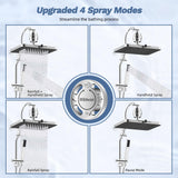 Hibbent 5-spray Filtered Rainfall Shower Head Combo, High Pressure 13'' Showerhead with Stainless Steel 4 Spray Modes Handheld, All Metal 4-way Diverter Arm with Pause Mode, 71'' Hose & Holder, Chrome