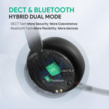 Wireless Headset, DECT & Bluetooth Dual-Mode 606 ft Range Headset for Teams Zoom, Skype with 3X Mic, 32 Talk Time, Office Work Headset Yealink