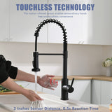 Matte Black Touchless Kitchen Faucet Motion Sensor Activated Smart Hands Free Kitchen Faucets with Pull Down Sprayer GIMILI