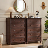 RWYHG Farmhouse 5 Drawers Dresser for Bedroom, Wood 45" Tall Chest of Drawers, Dresser Rustic Storage Dressers Organizer with Metal Handle Closet for Living Room, Hallway Entryway(Walnut)