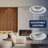 LUXRITE 3-Inch LED Gimbal Adjustable Trimless Spotlight with J-Box, Push N’ Lock, 5CCT 2700K-50000K, 360° Swivel & 15° Tilt, 12W, 1100LM, CRI90, Dual Dimmable, 38° Beam, IC Rated, Damp Rated (4 Pack)