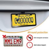 Aootf License Plate Frames Covers - Stainless Steel Black Car Tag Holder and Clear Flat Shield, Unbreakable Front Rear Protector with Screws Caps, 2 Sets