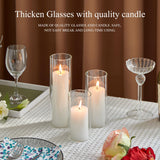 Set of 6 White Pillar Candles with Clear Glass Hurricane Holders- Elegant Cylinder Candle Vases for Weddings, Parties, Centerpieces, Home & Office Decor (White, 6 Set)