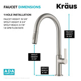 KRAUS Standart PRO 33” Drop-In/Undermount 18-Gauge Stainless Steel Single Bowl Kitchen Sink and Pull-Down Faucet in Spot-Free Stainless Steel Finish
