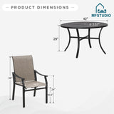MFSTUDIO 5 Piece Outdoor Dining Set w/Round Metal Table & Sling Chairs