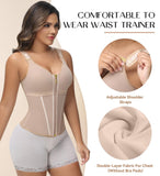 SHAPSHE Waist Trainer Corset for Women Tummy Control Sport Workout Body Shaper Vest for Postpartum Gym Zipper and Hooks Tan M