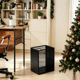 FANTERSI Small Black Trash Can 4.5 Gallon, Metal Mesh and Wood Combination Small Garbage Can, Office Waste Basket with Handle, Rectangular Trashcan for Home Office, Bedroom, Living Room