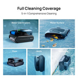 (2026 Upgrade) Beatbot A100 Pro Pool Robot Vacuum, 5-in-1 Cleaning with Smart Surface Parking, Clarifies & Skims Water, Ideal for Inground Pools up to 3,299 Sq.ft - Ice Blue
