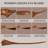 Obabala Ceiling Fan no Light,70 inch Outdoor Ceiling Fan Without Lights for Patios, 3 Blade Solid Wooden Large Propeller Ceiling Fans with Remote for Farmhouse Outside Kitchen Gazebo Indoor