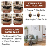 Coffee Table, Solid Wood Farmhouse Coffee Tables with Adjustable Foot Pads, Modern Large Square Center Tables for Living Room Black 31.5"x19.7"x 17.7"