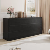 Bobve 70.9” Dresser for Bedroom with 9 Drawers, Large Modern Chest of Drawers with Deep Drawers, Wide Double Dresser Handle Free, Storage Organizer for Bedroom, Living Room, Hallway (Black)