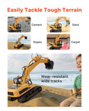 VEVOR Remote Control Excavator Toy 15 Channel 3 in 1 Remote Control Digger with Metal Shovel 1:14 Scale RC Excavator with Light & Sound Full Functional Construction Vehicles for Kids 2 Batteries