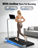 Yagud Walking Pad Treadmill for Home Office, Portable Under Desk Treadmill with Remote Control and LED Display, Walking Jogging Running Machine for Home