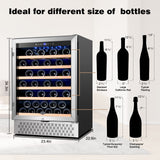 Tylza 24 Inch Wine Fridge, 54 Bottles Wine Refrigerator, Under Counter or Freestanding, 40-65°F, Lock, Double Layer Tempered Glass Door, Wine Cooler Refrigerator