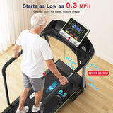 Redliro Treadmill for Seniors Slow Walking - 0.3mph Start, Front & Long Handrails - Foldable Recovery Flat Treadmill for Elderly