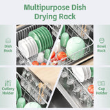 Fanbsy Dish Drying Rack in Sink, Extendable Stainless Steel Dish Drainers for Kitchen Counter, Anti-Rust Dish Dryer Rack with Utensil & Cup Holders, for Inside Sink, Over The Sink