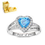 Oseew 2027 Custom Graduation Class Ring for Women with Box (White Gold)