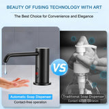 Automatic Soap Dispenser Touchless for Kitchen Bathroom Sink Built in Electric Soap Dispenser Infrared Sensors Liquid Commercial Dispenser with Bottle and Pump 33.81oz/1000ml (Black)