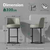 Ollega 26" Grey Counter Height Bar Stools Set of 6, Anti-Pinch Swivel