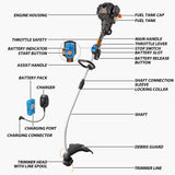 LawnMaster NPTGCP2517B No-Pull Gas String Trimmer with Electric Start 25cc 2 Cycle,17-Inch