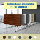 Folding Conference Room Table with Large Wheels,Space-Saving Stackable Folding Meeting Table Modular Flip-Top