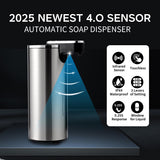 Automatic Soap Dispenser, Automatic Soap Dispenser Touchless, Kitchen & Bathroom, 3 Adjustable Volume for Liquid Soap, Water-Resistant, Hotel, Restaurant and School, Clog-Free, Stainless Steel