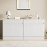 Housoul Buffet Cabinet [Set of 2] with 2 Doors and Drawer, White