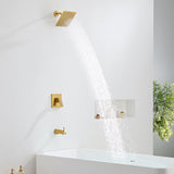 BRAVEBAR Brushed Gold Shower Faucet Set - Gold Tub and Shower Faucets Set with 8-Inch Rain Shower Head and Tub Spout, Single-Handle Bathtub and Shower Trim Kit Valve Included