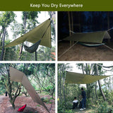 Sunyear Hammock Camping with Rain Fly Tarp and Net, Portable Camping Hammock Double Tree Hammock Outdoor Indoor Backpacking Travel & Survival, 2 Tree Straps,100% Waterproof Black Bundle