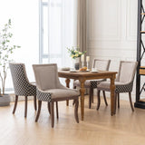 MOOLSUN Fabric Dining Chairs Set of 4, High Back Side Chairs, Modern Padded High-End Tufted Upholstered Chairs with Button-Tufted Back & Rear Pull Tabs, Solid Wood Legs Beige+Black(Wood Legs)