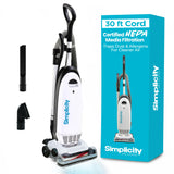 Simplicity Vacuums Allergy Bagged Vacuum Cleaners for Home, Carpet, Rugs, and Hardwood, Multi Surface Upright Vacuum Cleaner with Certified HEPA Vacuum, Pet Vacuum, S20EZM