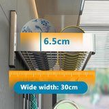 SHENJIA Wall Mounted Dish Drying Rack, 2-Tier Stainless Steel Hanging Dish Drainer with Chopsticks Knife Holder Drainboard, Kitchen Supplies Plates Bowls Cups Storage Shelf (23.6x11.8x19.7in)