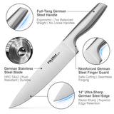 FIKSHOT Kitchen Knife Set, German Stainless Steel kitchen knives – Includes Knife Block Set & Sharpener, High Carbon, Rust-Resistant, Ergonomic Handle for Cooking, Grilling & Gifting