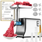 5.0 Upgrade Electric Meat Grinder【3500W Super Motor】【SGS Certified SUS304 Blade & Plate】3-Second Fast Meat Grinding, Perfect For Meat Grinders For Home Use (GRAY)