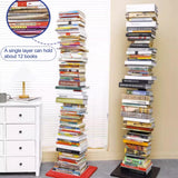 11-Tier Veal Metal Spine Boohelf Tower, Slim Floating Bookcase for Smals, Modern Gray Book Shelf for Living Room, Bedroom, Office Decor