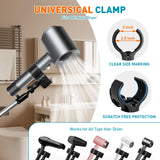 Hair Dryer Stand Hands Free, Hair Dryer Holder Stand with Rotary Lock Swing Arm, 23.6–63" Adjustable Height Hair Diffuser Stand, 360° Rotating with Heavy Base for Dyson Supersonic Bathroom, Vanity