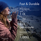 Katadyn BeFree Collapsible Water Filter Bottle 1.0L for Hiking, Backpacking & Travel | 0.1 Micron Hollow Fiber Squeeze Filter Removes Bacteria, Protozoa & Sediment, BPA-Free, EZ-Clean Membrane